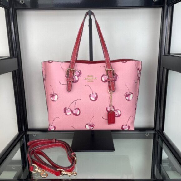 Coach Mollie Tote Bag 25 With Cherry Print - Picture 1 of 6